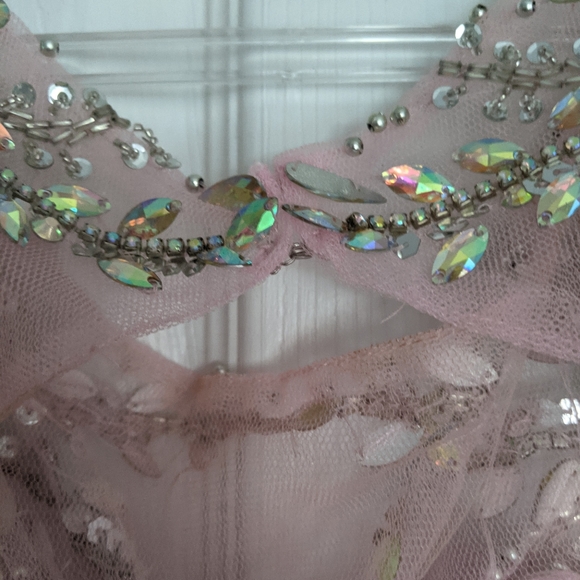 Pink Rhinestone Sequin Tulle Party Dress sz 6 - Picture 7 of 16